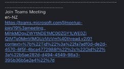 Screenshot of email with the link to join the teams meeting