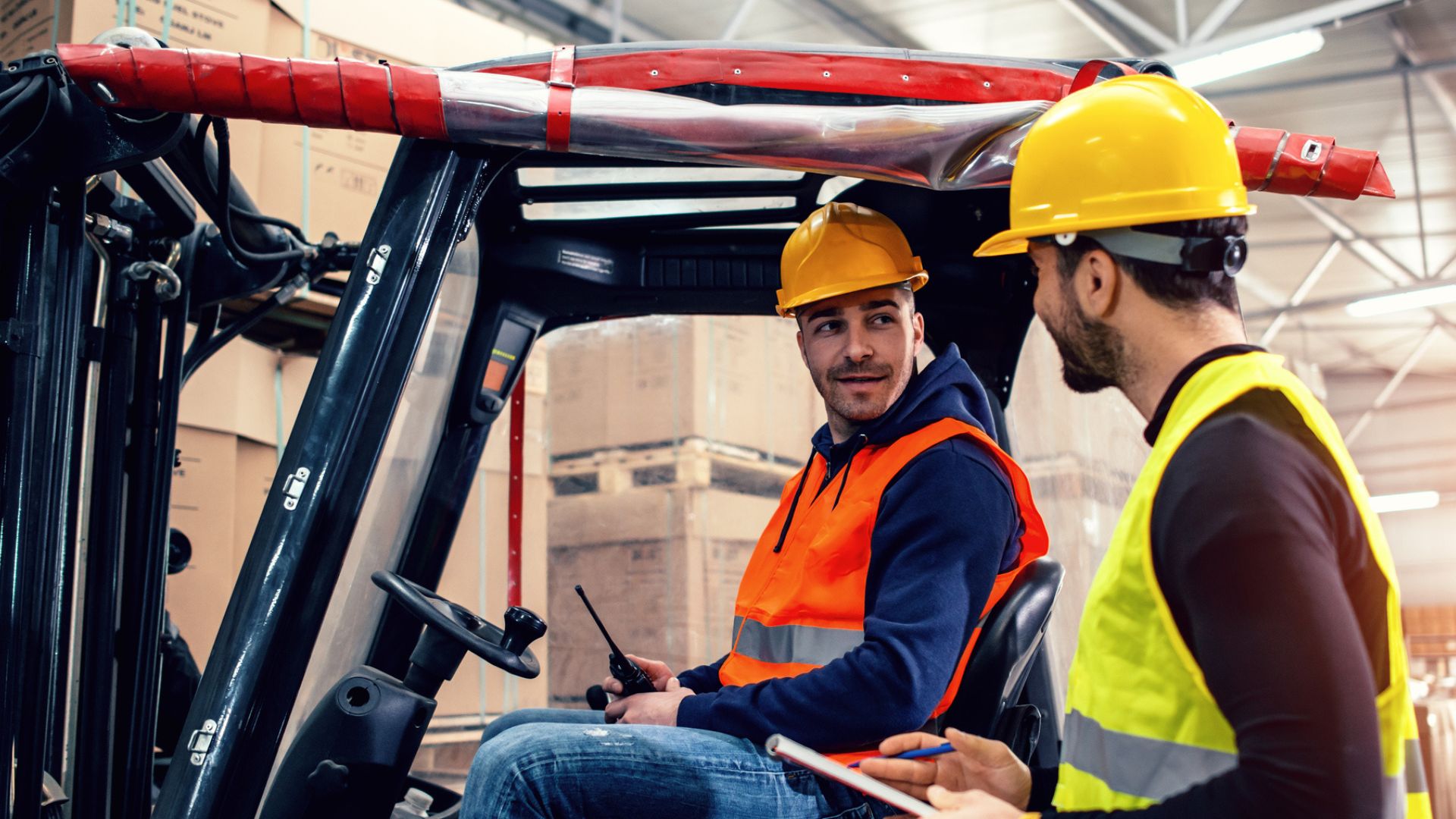 NZ Website Banner 1920x1080 - Two workers talk injury management and health